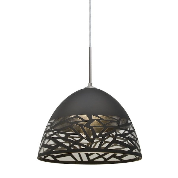 Besa Lighting Kiev Cord Pendant, Black, Satin Nickel, 1x9W LED 1JT-KIEVBK-LED-SN - main